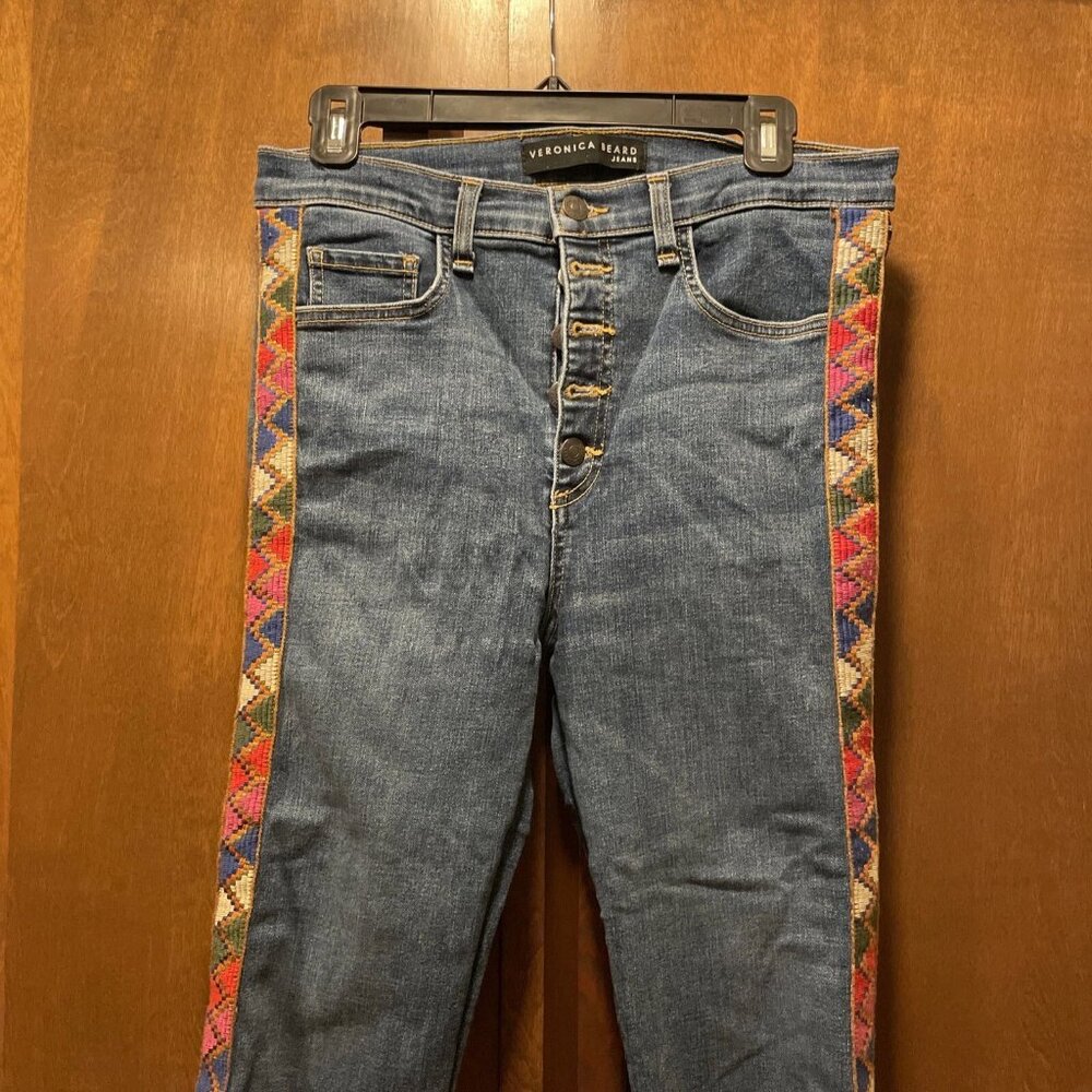 veronica beard carolyn baby boot Tuxedo Stripe Kick Crop Jeans Euc 30 10